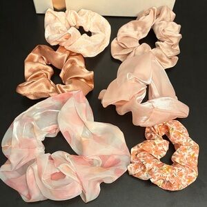 Elegant Pink and Peach Scrunchie Set